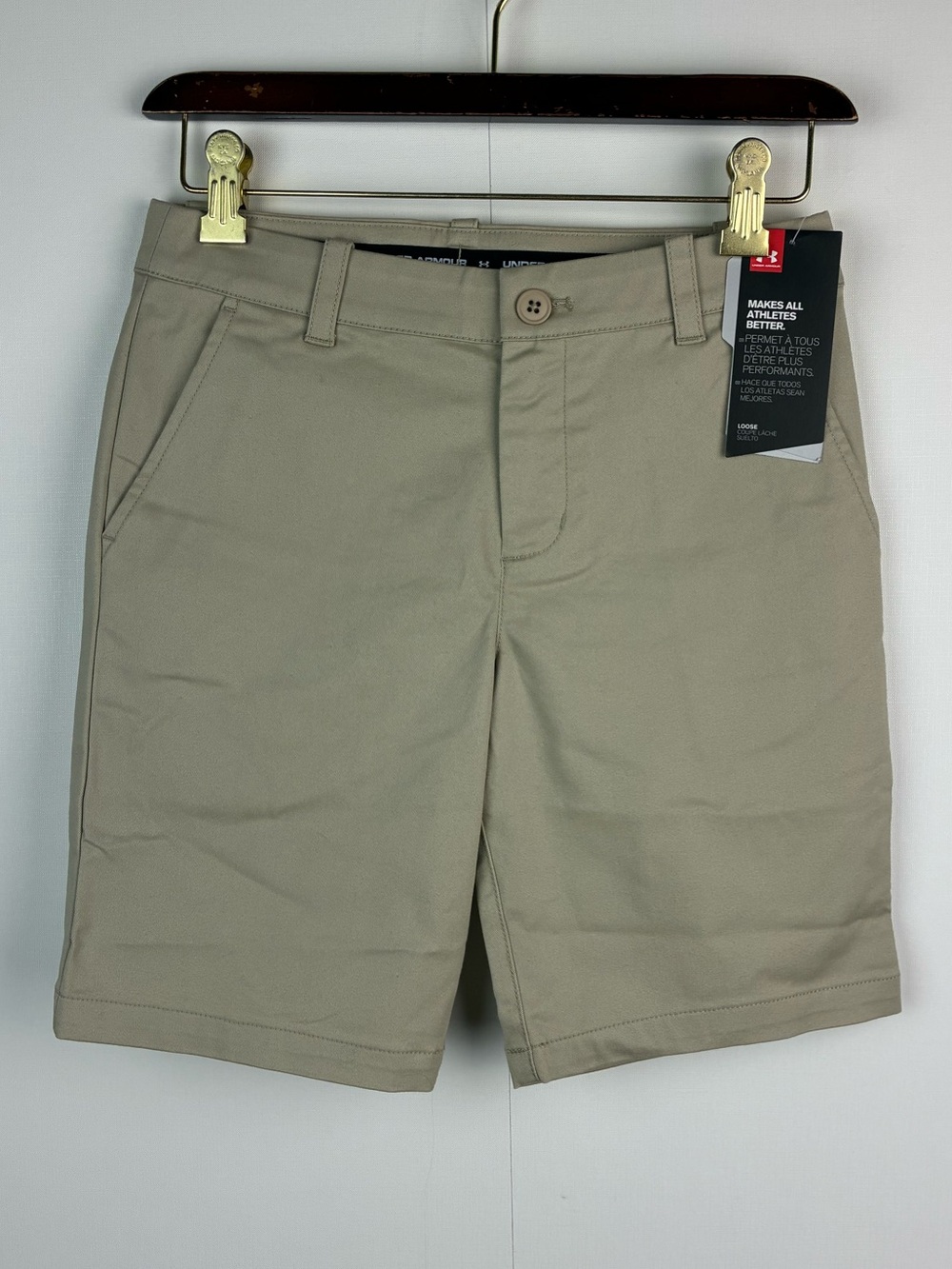 NWT Under Armour Girl’s Khaki Shorts school uniform Size 12